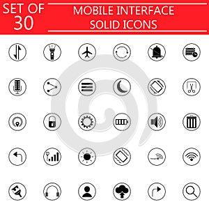 Mobile interface solid icon set