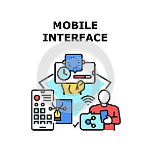 Mobile Interface Vector Concept Color Illustration