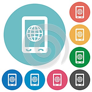 Mobile internet flat round icons