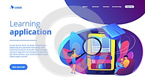 Mobile learning concept landing page.
