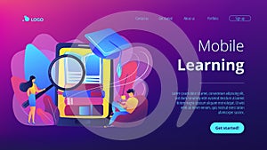 Mobile learning concept landing page.