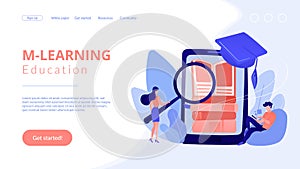 Mobile learning concept landing page.