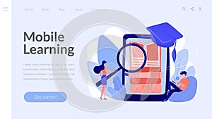 Mobile learning concept landing page.
