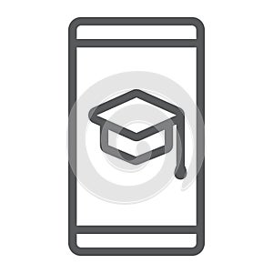 Mobile learning line icon, e learning