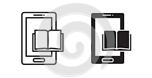 Mobile learning thin line vector icon set