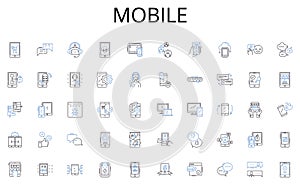 Mobile line icons collection. Municipal, Government, Politics, Officials, Administration, Meeting, Council vector and