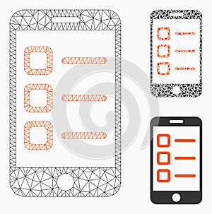 Mobile List Vector Mesh Carcass Model and Triangle Mosaic Icon