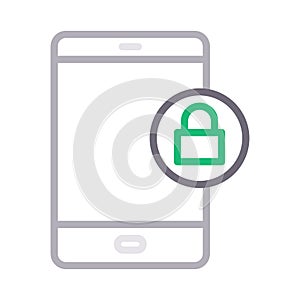 Mobile lock thin color line vector icon