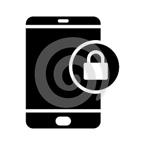Mobile lock glyph flat vector icon