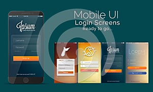 Mobile Login Screens, Material Design, UI, UX kit.