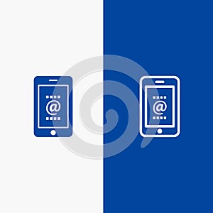Mobile, Mail, Id, Phone,  Line and Glyph Solid icon Blue banner Line and Glyph Solid icon Blue banner