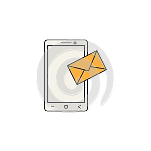 Mobile mail line icon, sms sign, message