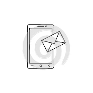 Mobile mail line icon, sms sign, message