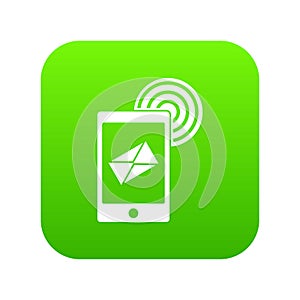 Mobile mail sign icon digital green