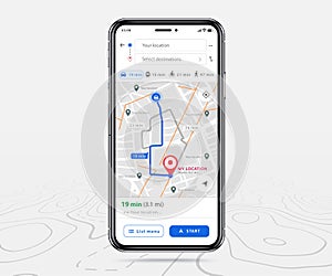 Mobile map gps app design, Smartphone map application and pinpoint on screen, App search map navigation, Vector illustration tech