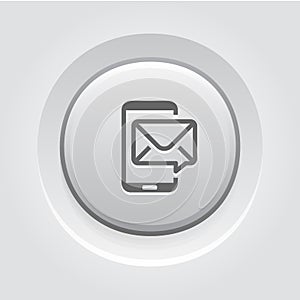 Mobile Marketing Icon. Grey Button Design
