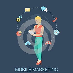 Mobile marketing strategy vector flat style concept