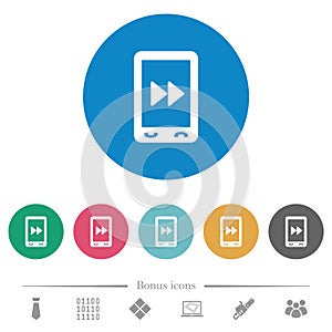 Mobile media fast forward flat round icons