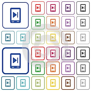 Mobile media next outlined flat color icons