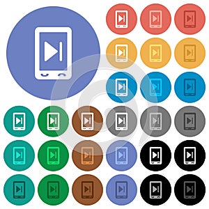 Mobile media next round flat multi colored icons