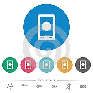 Mobile media record flat round icons