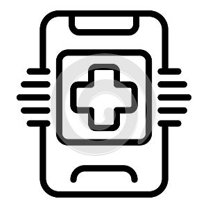 Mobile medical first aid icon outline vector. Ambulance call