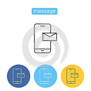 Mobile message outline icons set.