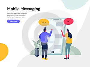 Mobile Messaging Illustration Concept. Modern flat design concept of web page design for website and mobile website.Vector