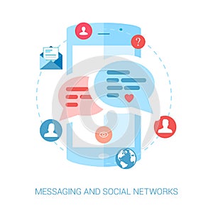 Mobile messaging, im and social chat or sms flat