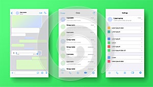 Mobile messenger screen inspired by whatsapp. Whats ap application mockup. Phone chat with voicemail or audio message. Whats App photo