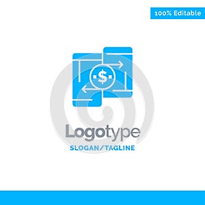 Mobile, Money, Payment, PeerToPeer, Phone Blue Solid Logo Template. Place for Tagline