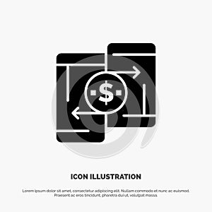 Mobile, Money, Payment, PeerToPeer, Phone solid Glyph Icon vector