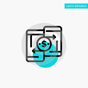 Mobile, Money, Payment, PeerToPeer, Phone turquoise highlight circle point Vector icon