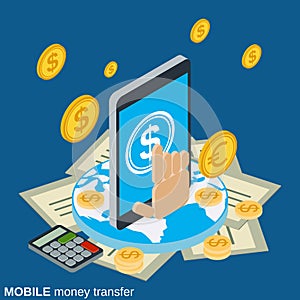 Mobile money transfer, payment, online banking, financial transaction