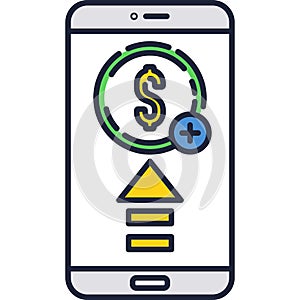 Mobile money transfer vector phone icon isolated