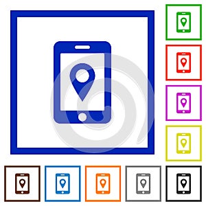 Mobile navigation flat framed icons