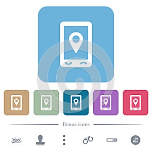 Mobile navigation flat icons on color rounded square backgrounds