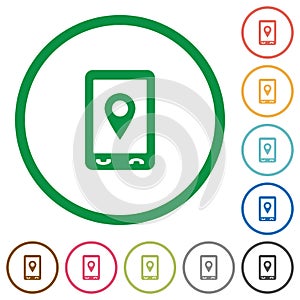 Mobile navigation flat icons with outlines