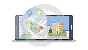 Mobile Navigation: Map and Location Tracking App, vector design Generative AI