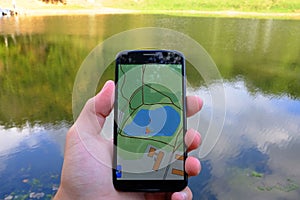 Mobile navigation near lake