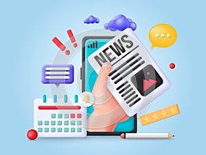 Mobile news online app service vector illustration