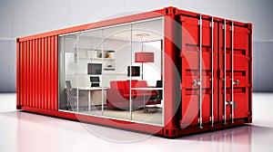 Mobile office buildings or container site office for construction site. Shipping container. Portable house and office cabins,