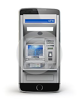 Mobile online banking and payment concept. Smart phone as ATM
