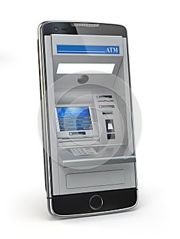 Mobile online banking and payment concept. Smart phone as ATM i