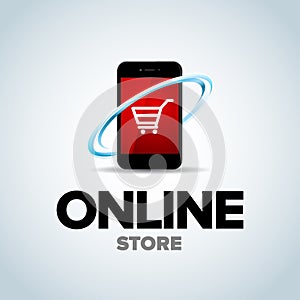 Mobile Online shop, mobile online store logo. Phone Logotype For business. illustration.