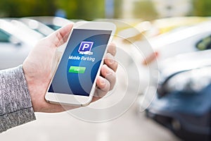 Mobile parking app on smartphone screen.