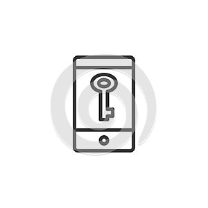 Mobile password key line icon