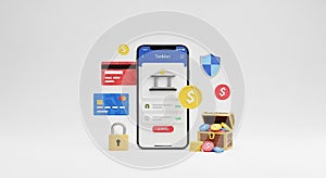 Mobile payment app interface showing secure transactions and features