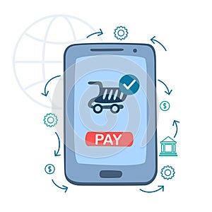 Mobile payment concept doodle style illustration