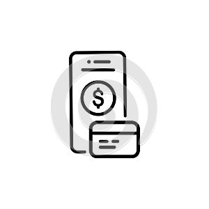 Mobile payment concept editable stroke outline icon isolated on white background flat vector illustration. Pixel perfect